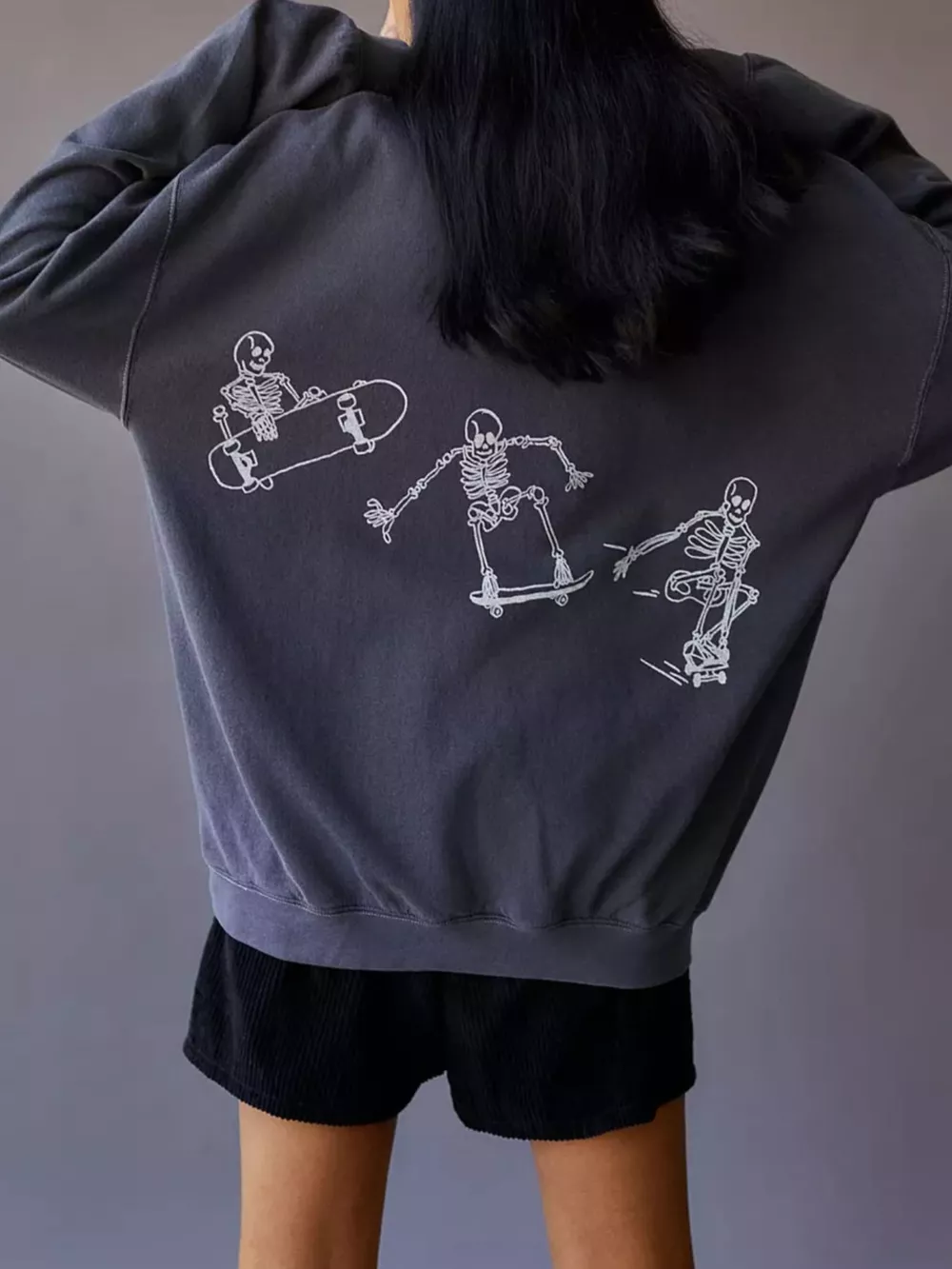 Skeleton Graphic Round Neck Sweatshirt, image 7