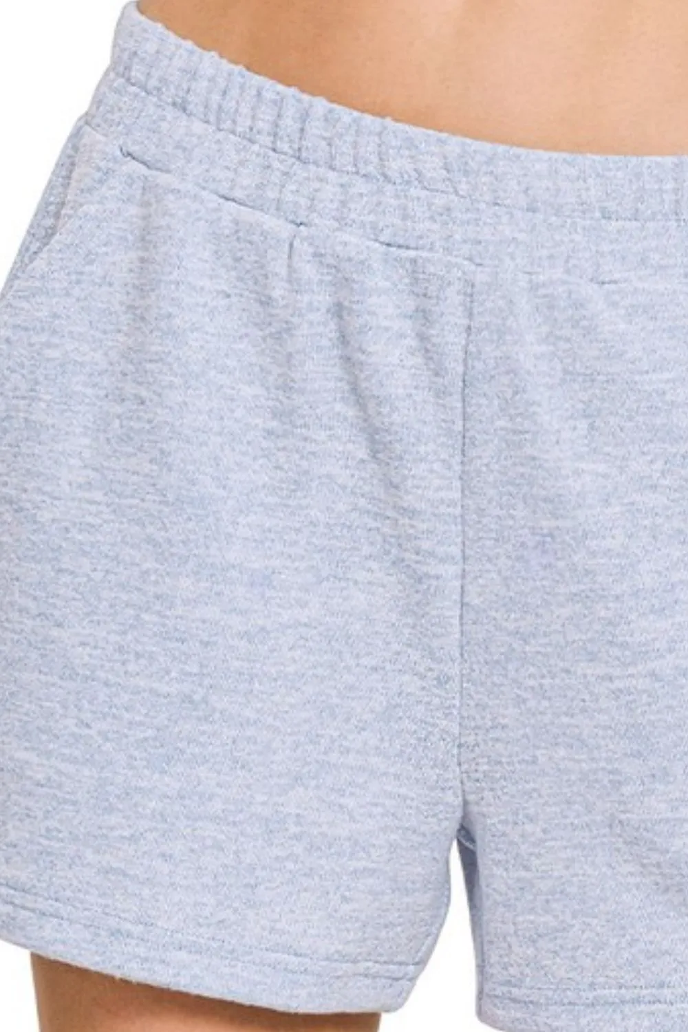 Soft Melange Hacci Elastic Waist Band Shorts, image 3