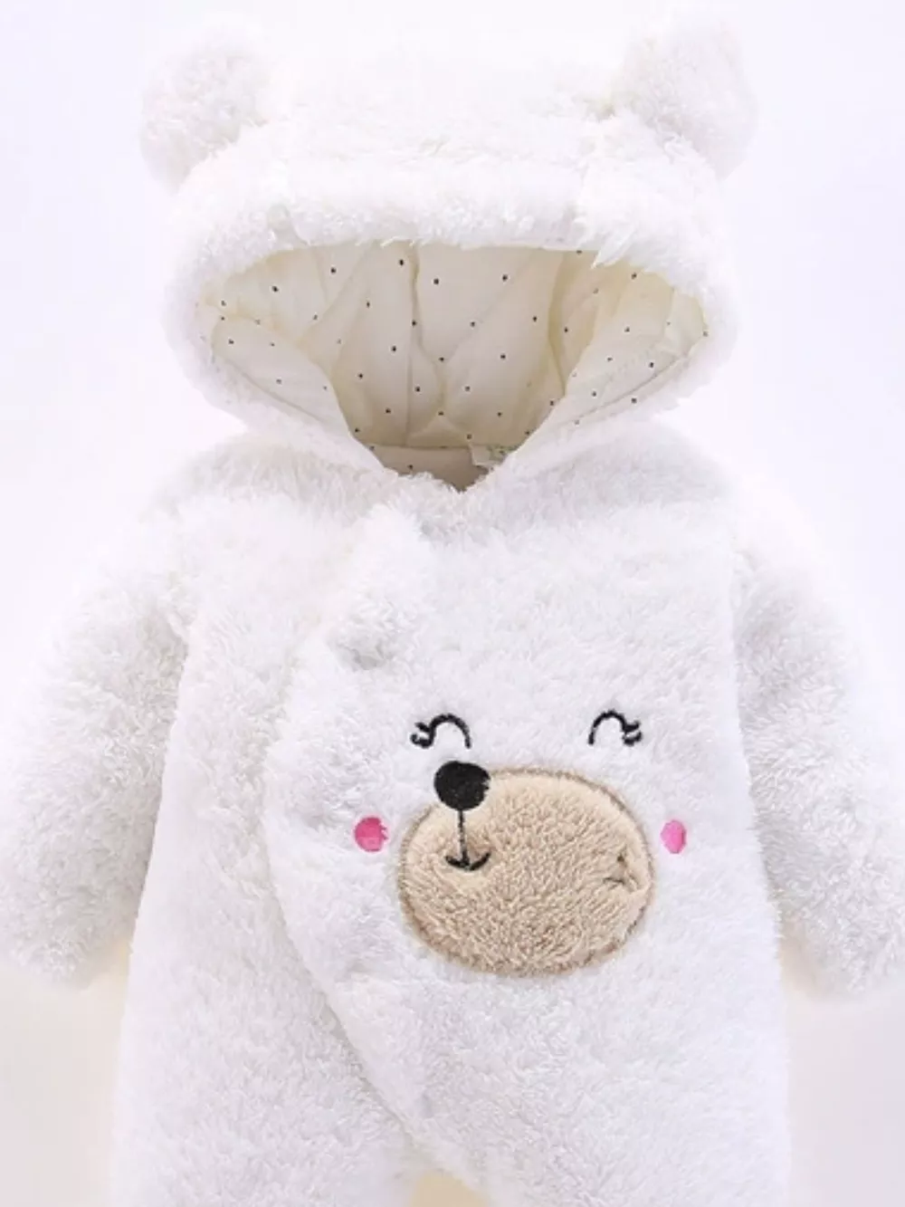 Children's Cute Bear Hooded Fleece One-Piece, image 5