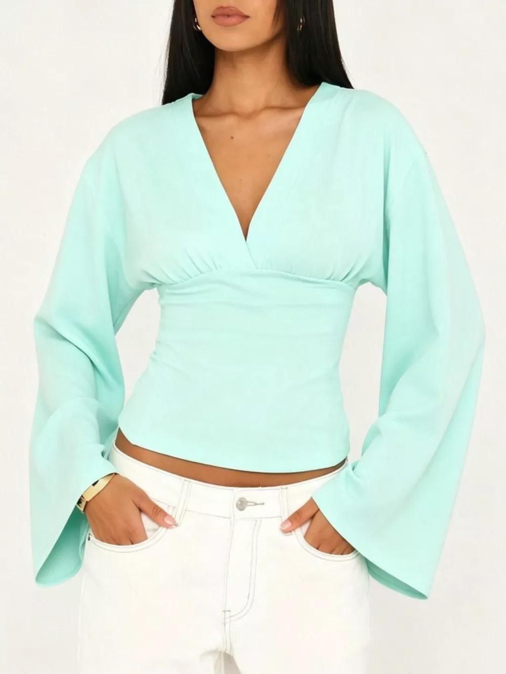 V-Neck Flare Sleeve Blouse, image 11