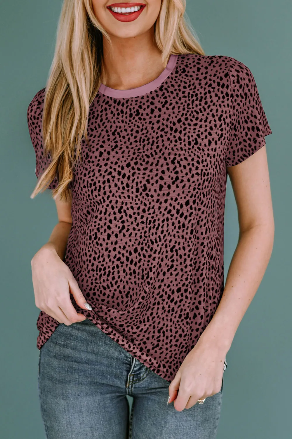 Animal Print Round Neck Short Sleeve T-Shirt, image 17