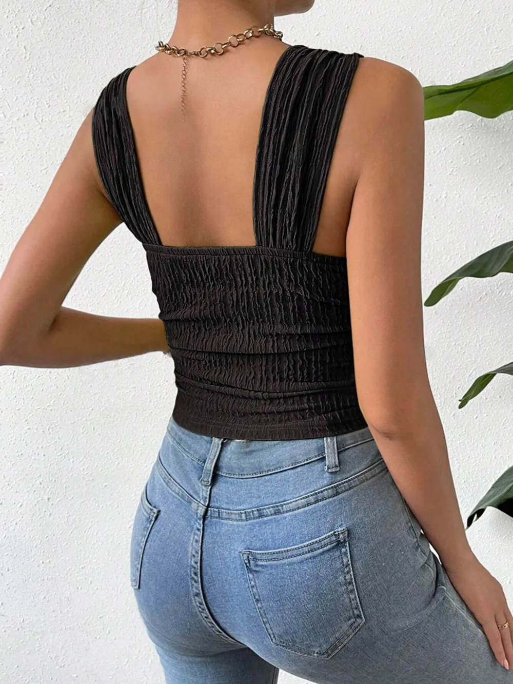 Textured Square Neck Wide Strap Tank, image 20