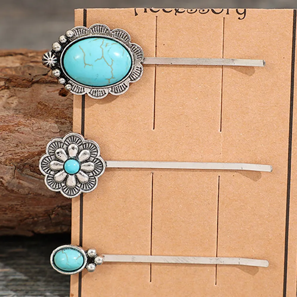 3 PCS/Set Artificial Turquoise Hair Pins, image 4