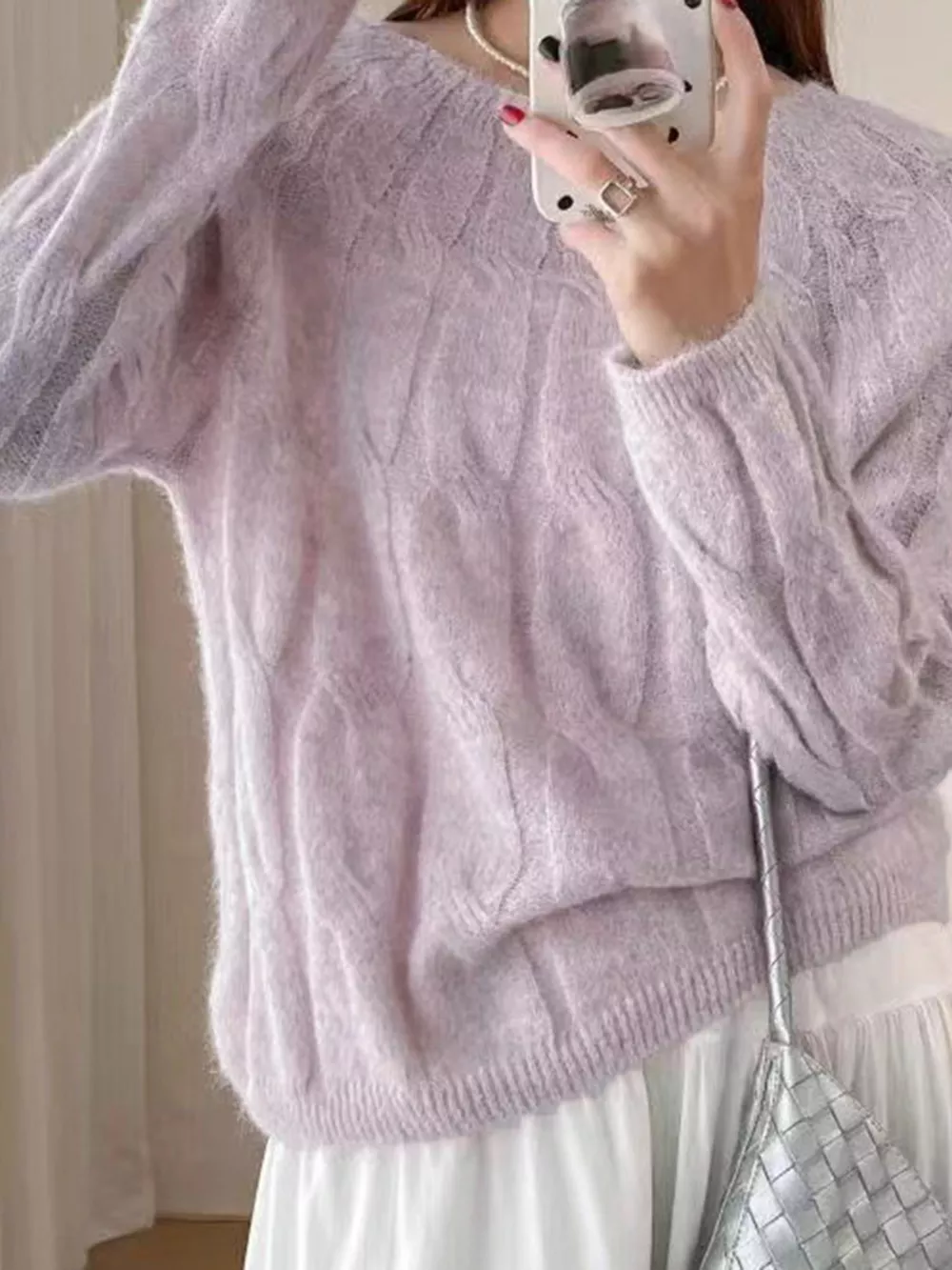 Cable-Knit Round Neck Sweater, image 5
