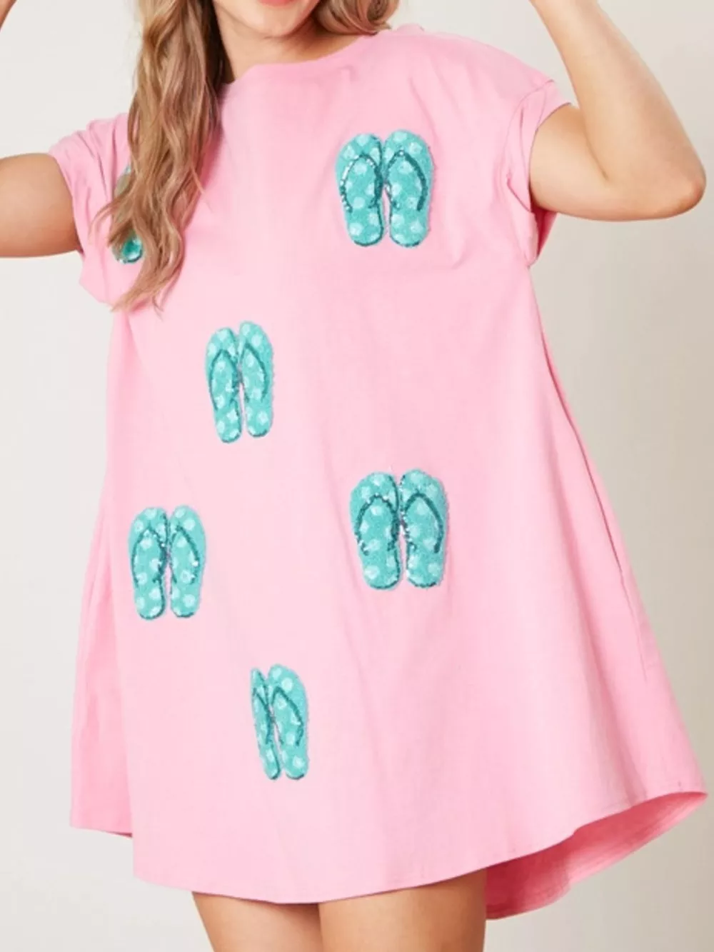 Sequin Short Sleeve Summer Tee Dress, image 8