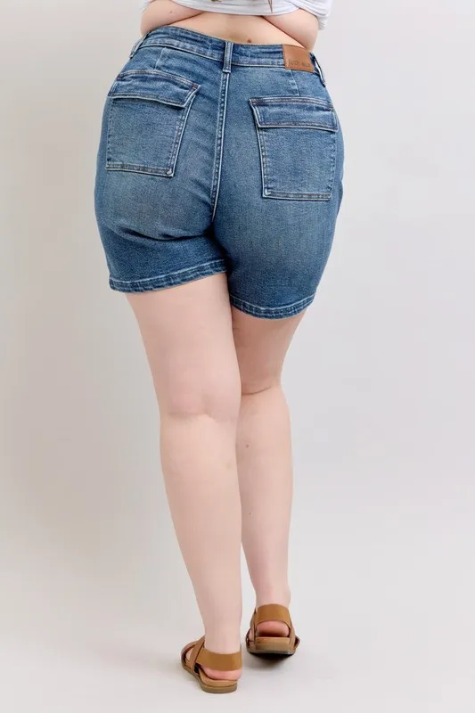 Full Size High Rise Denim Shorts Plus Size, image 3