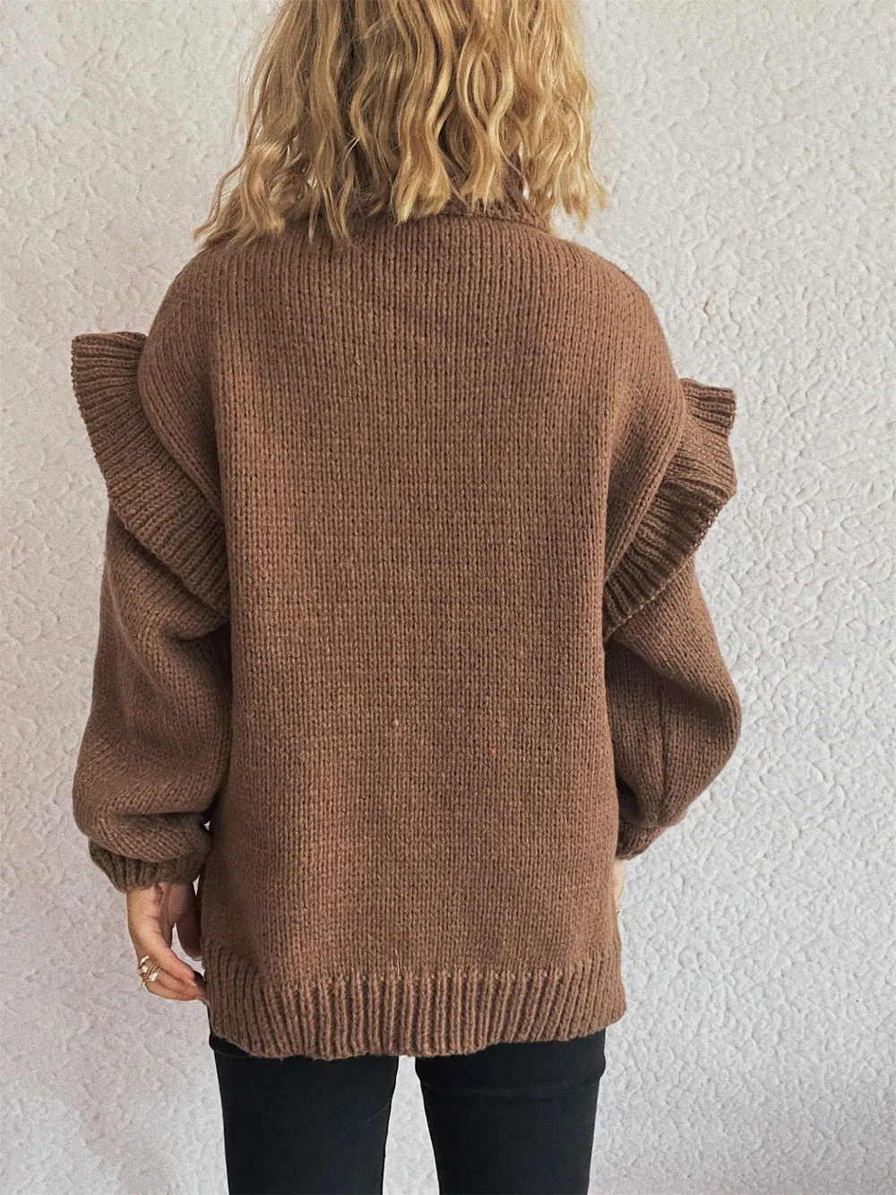 Ruffled Turtleneck Long Sleeve Sweater, image 10