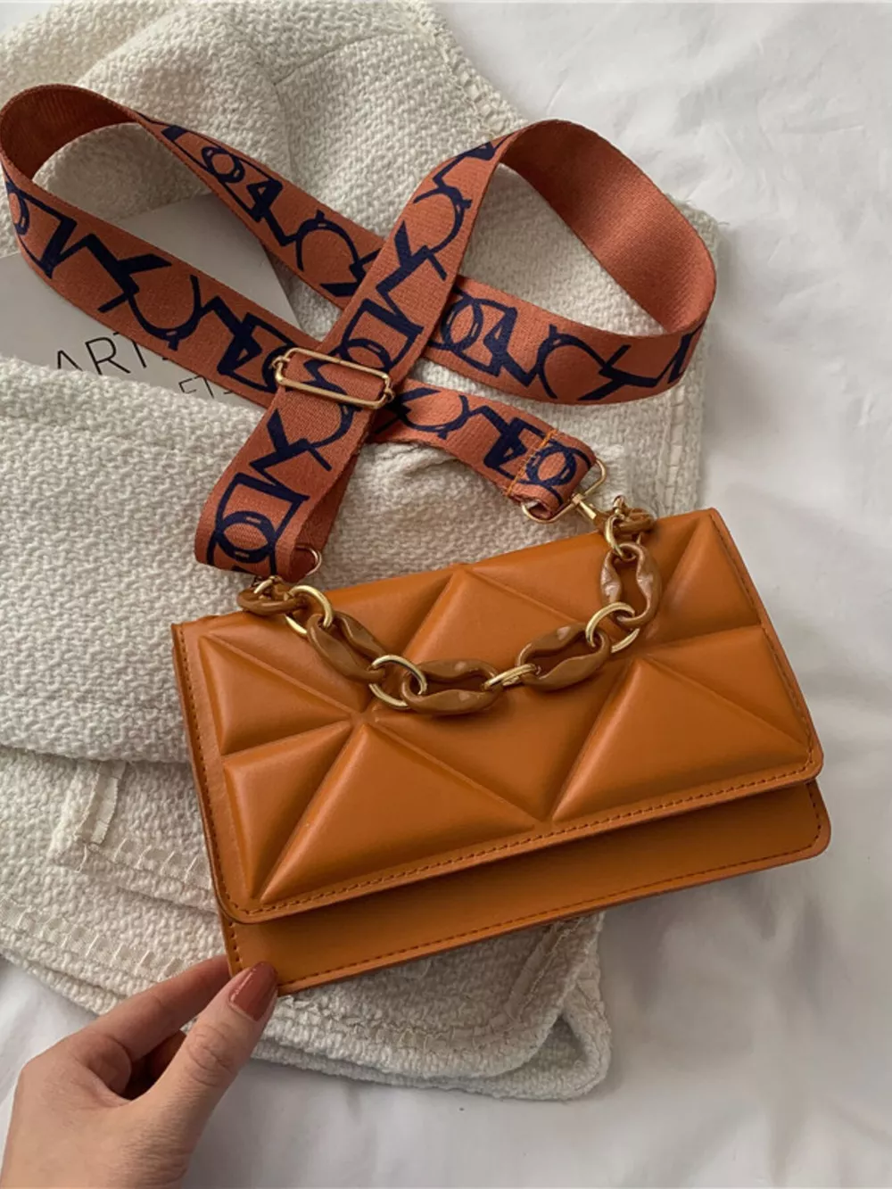 Quilted Adjustable Strap Crossbody Bag, image 17