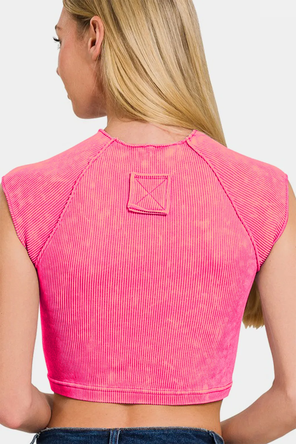Ribbed Round Neck Cropped Top, image 2
