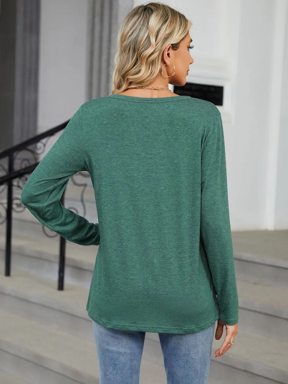 Notched Long Sleeve T-Shirt, image 3