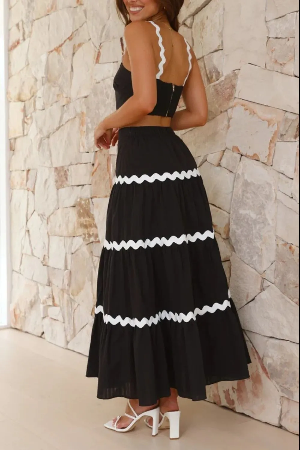 Contrast Trim Cami and Maxi Skirt Set, image 2