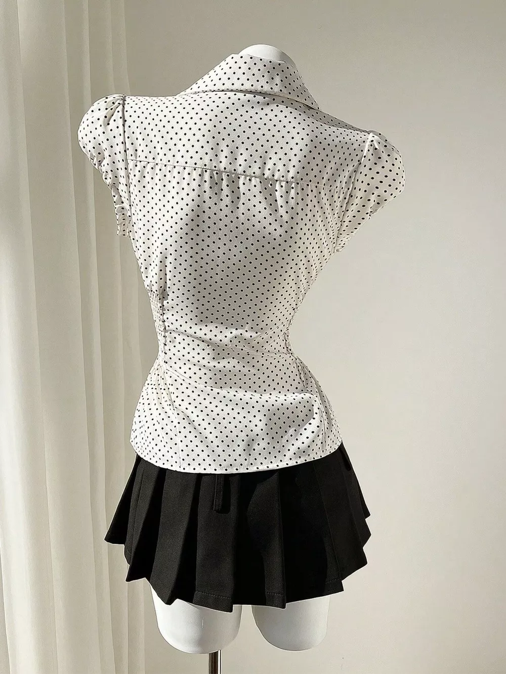 Polka Dot Cap Sleeve Blouse, image 5