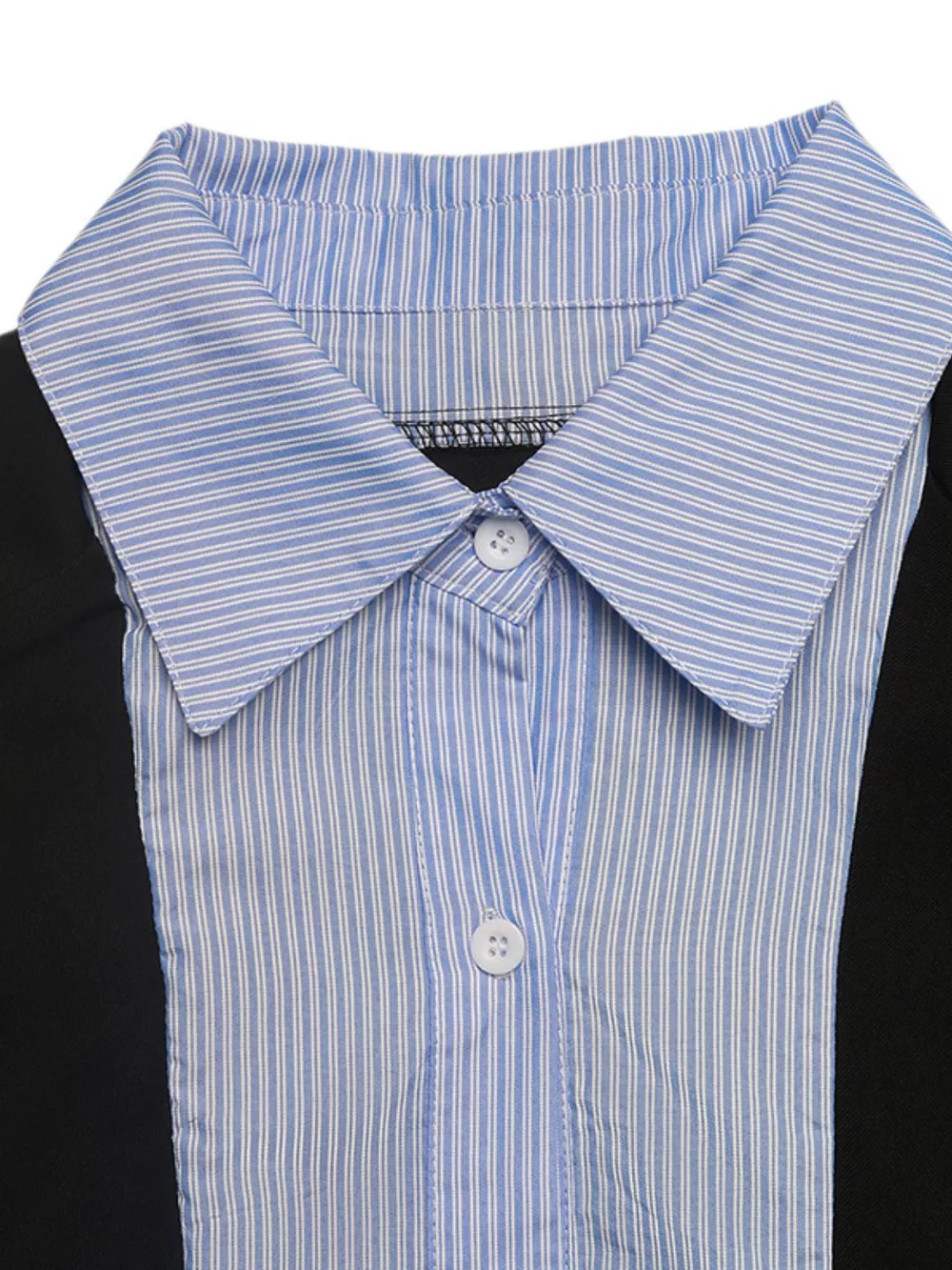 Striped Collar Long Sleeve Fake Two-Piece Blazer, image 3