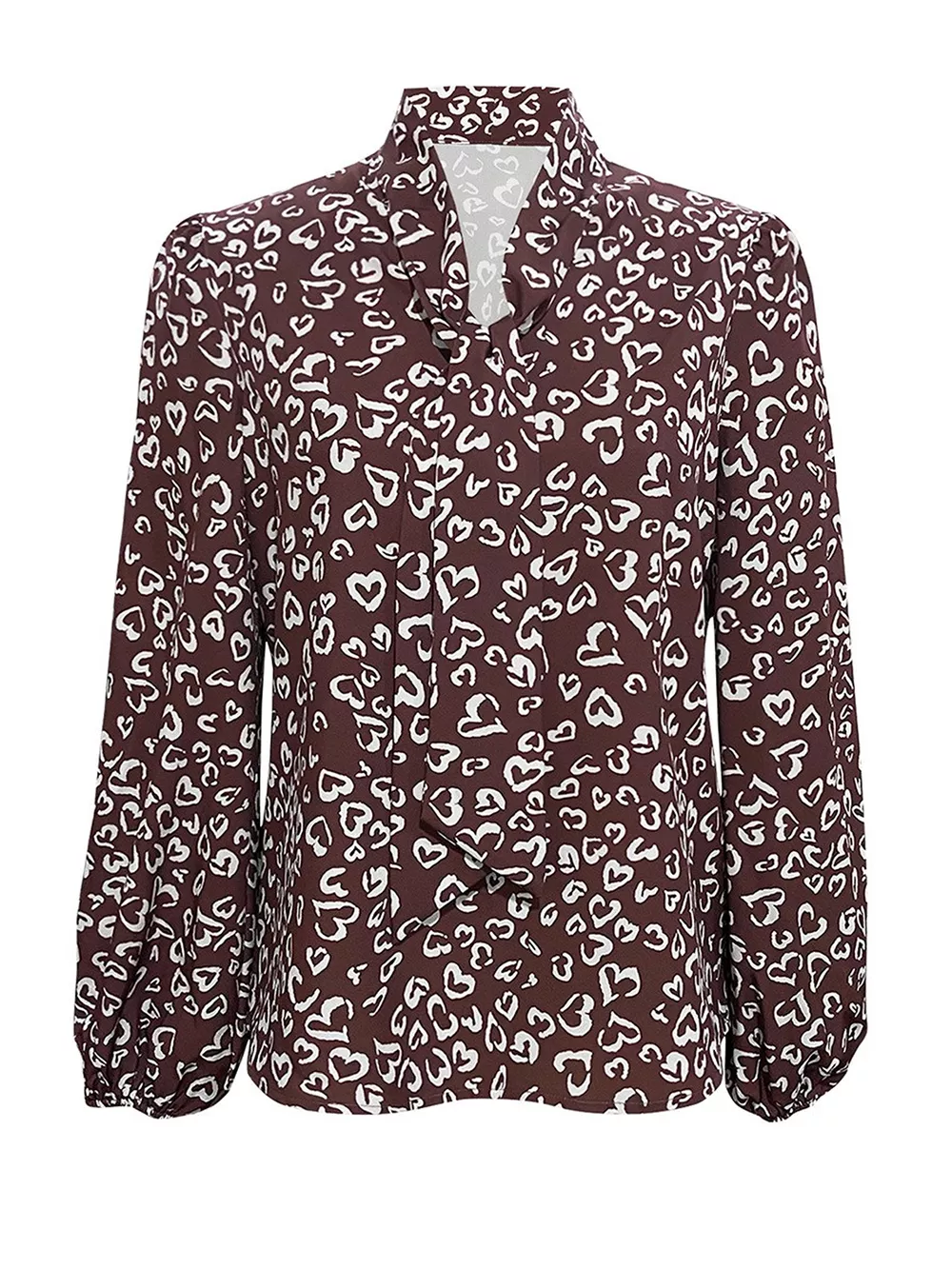 Printed Bow-Tie Neck Long Sleeve Blouse, image 17