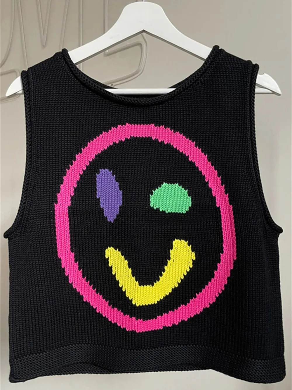Smiley Round Neck Sweater Vest, image 13
