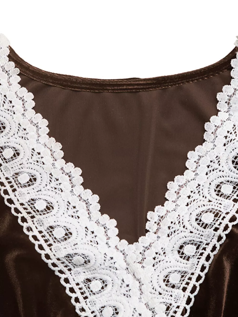 Velvet A-Line Dress with Lace Trim, image 8