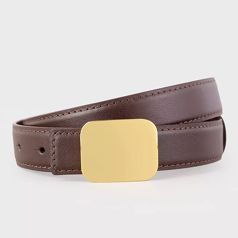 Leather Belt with Gold Buckle, image 5