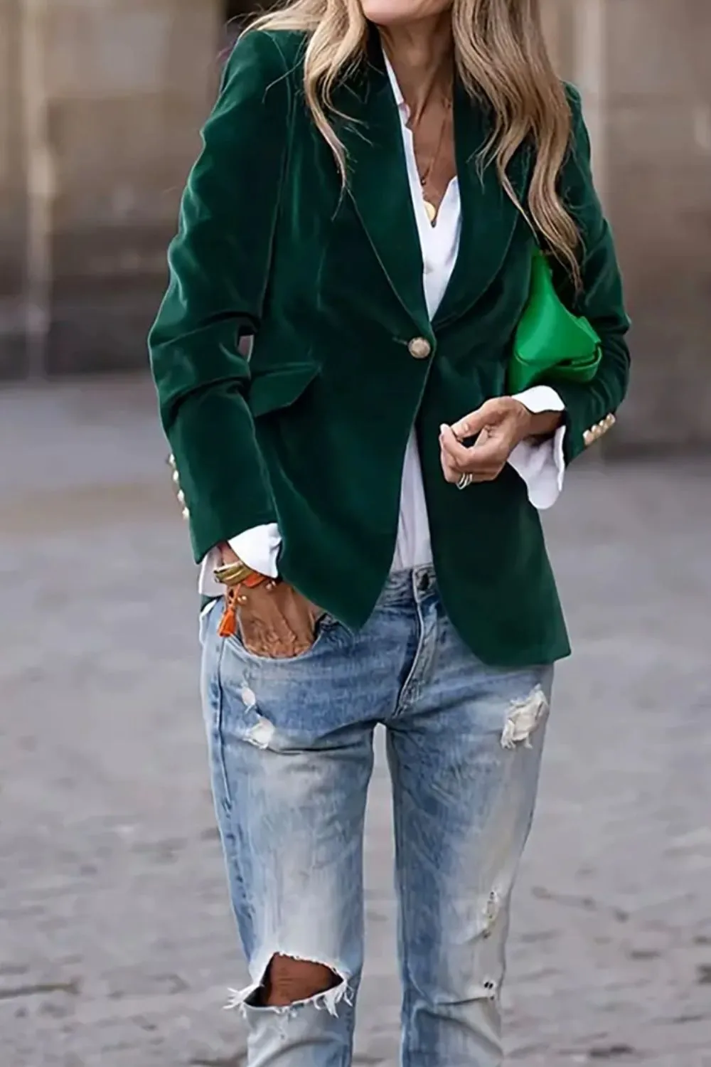 Lapel Collar One Button Blazer, image 2