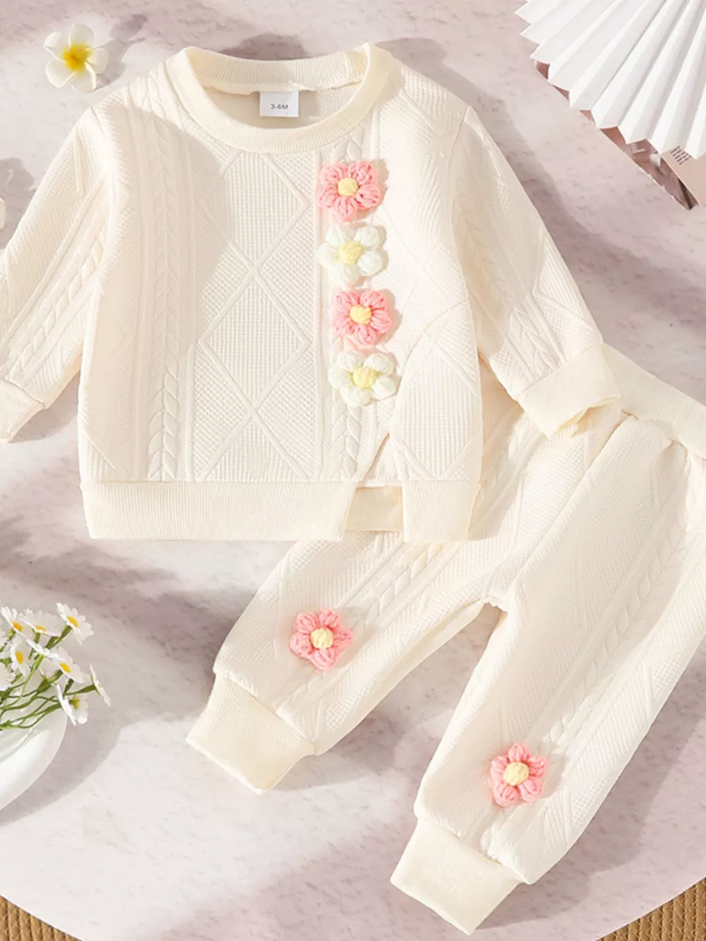 Children's Floral Applique Top and Pants Set