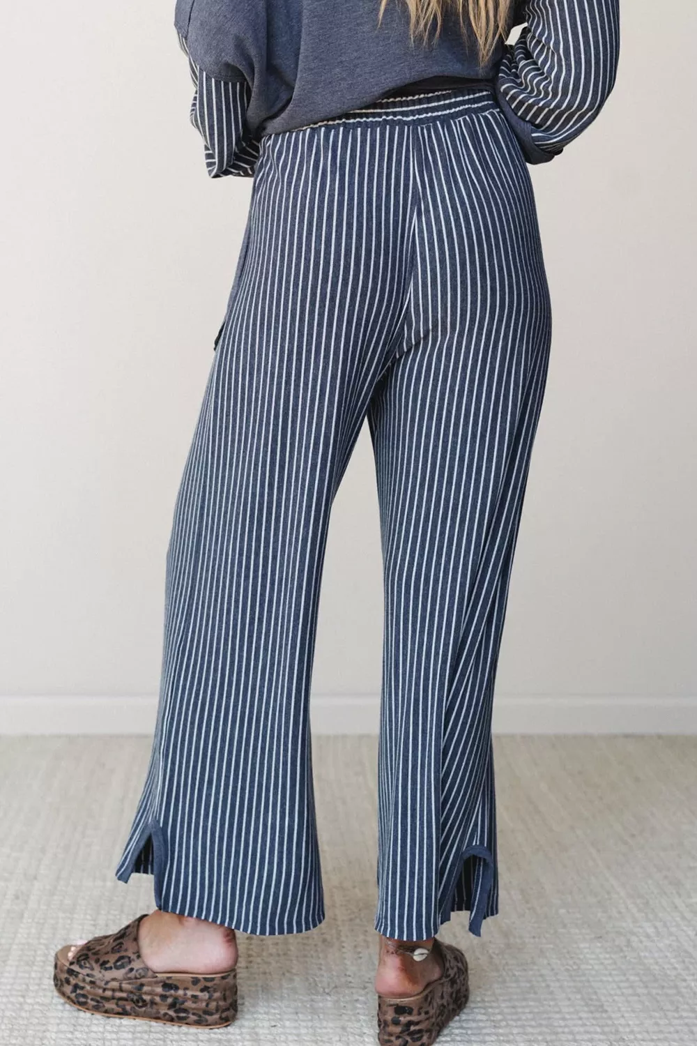 Raw Seam Patchwork Long Sleeve Top Pocket Casual Pants 2pcs Set, image 6