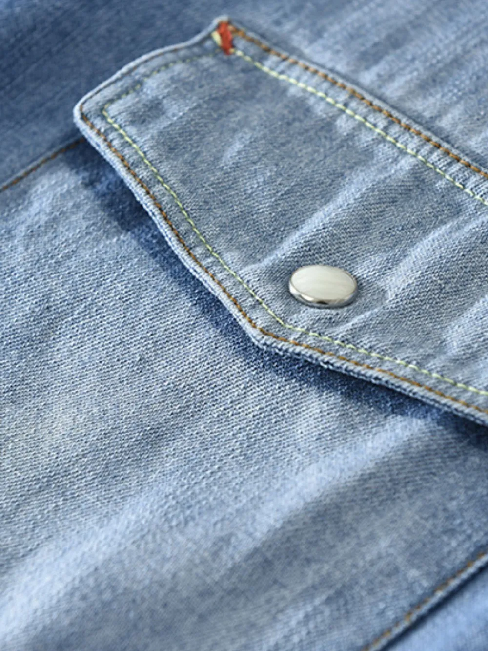 Men's Plus Size Button Up Long Sleeve Denim Shirt, image 7