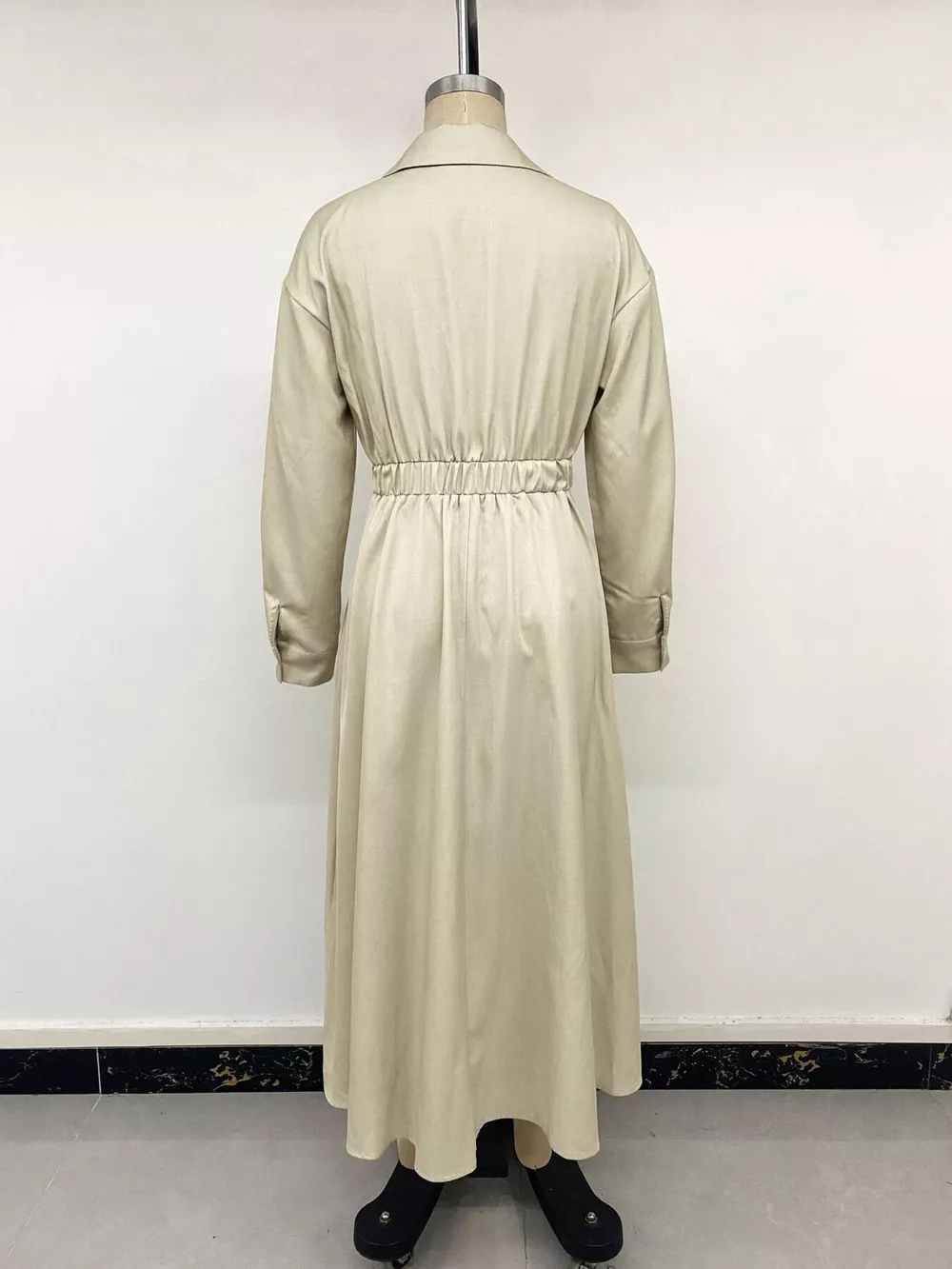 Pleated Button Detail Long Sleeve Shirt Dress, image 14