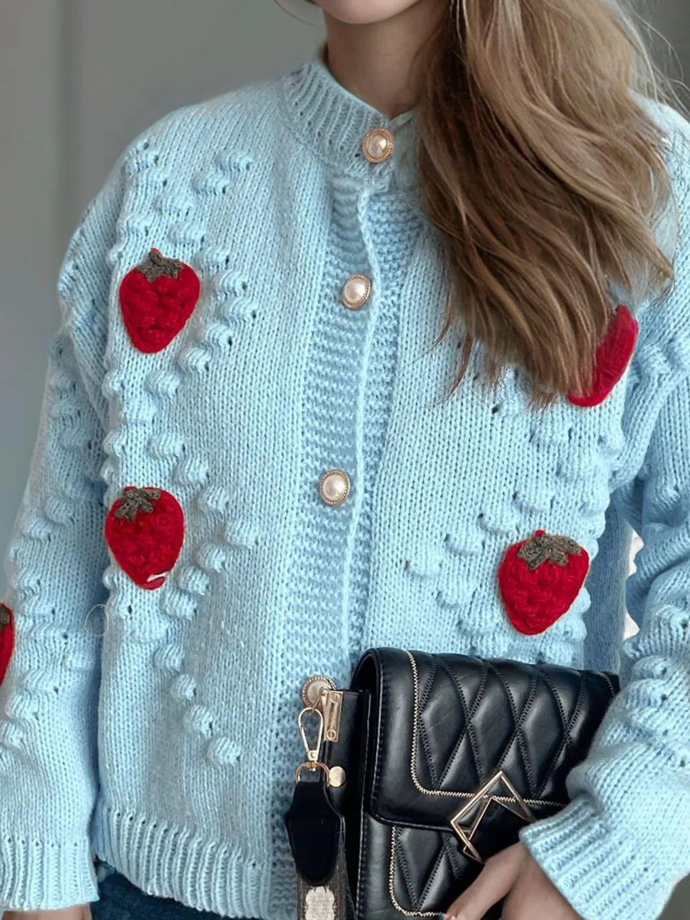 Strawberry Button Down Long Sleeve Cardigan, image 17