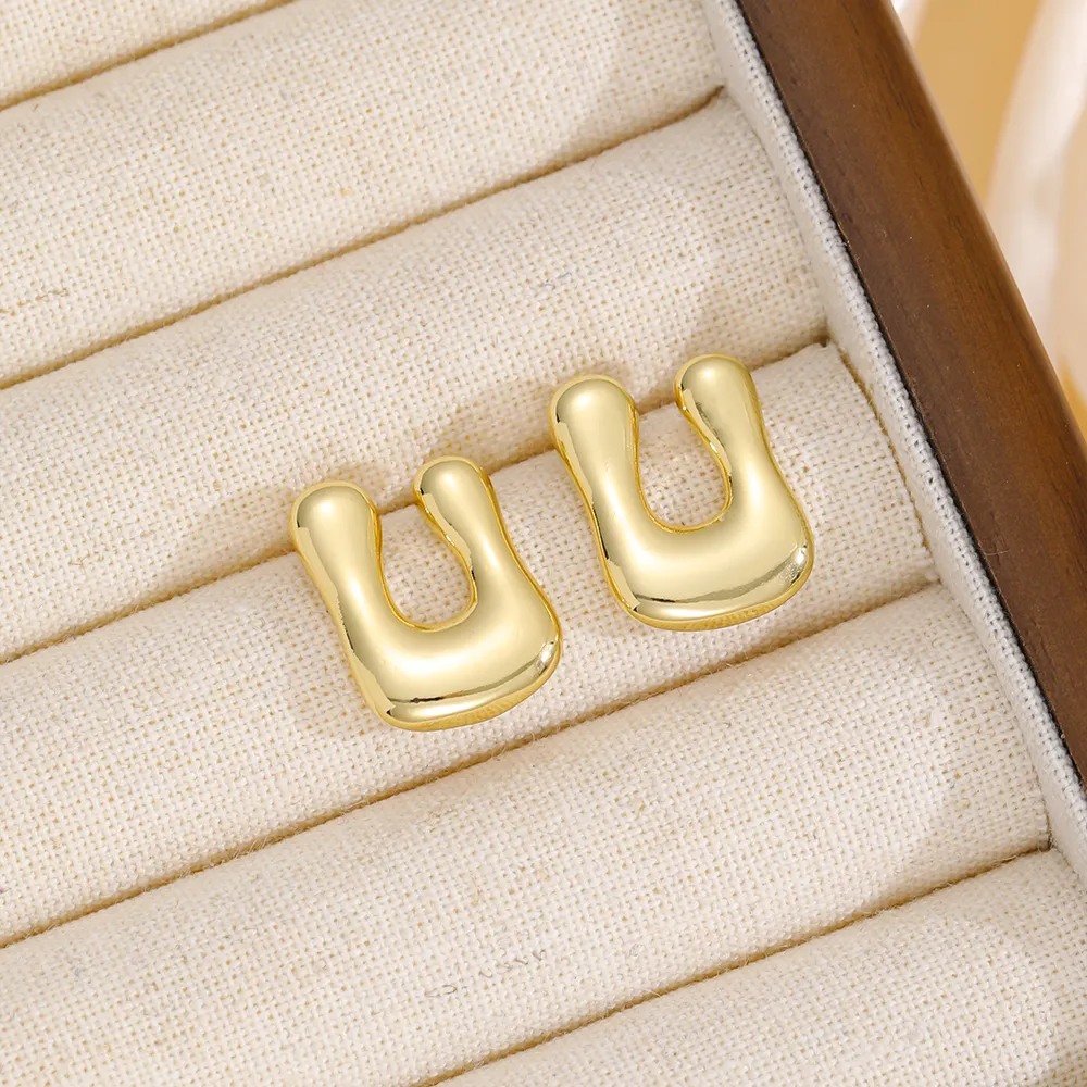 18K Gold-Plated Bubble Letter Stud Earrings, image 9