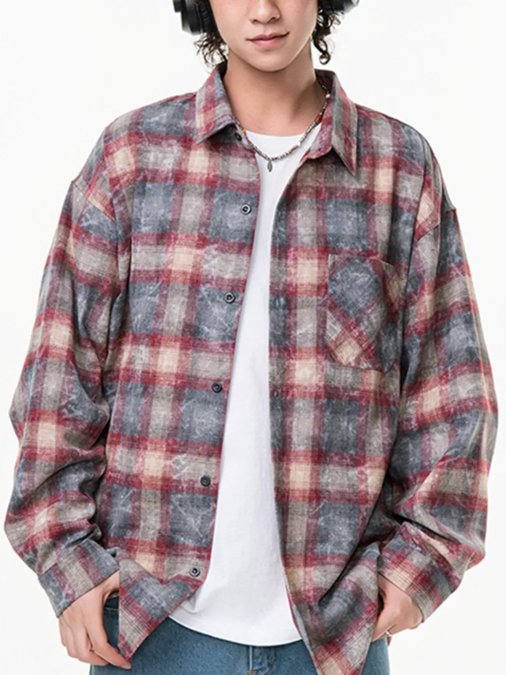 Men's Plus Size Plaid Button Up Long Sleeve Shirt, image 9