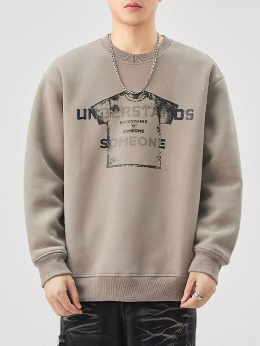 Men's Plus Size Graphic Crew Neck Sweatshirt, image 7