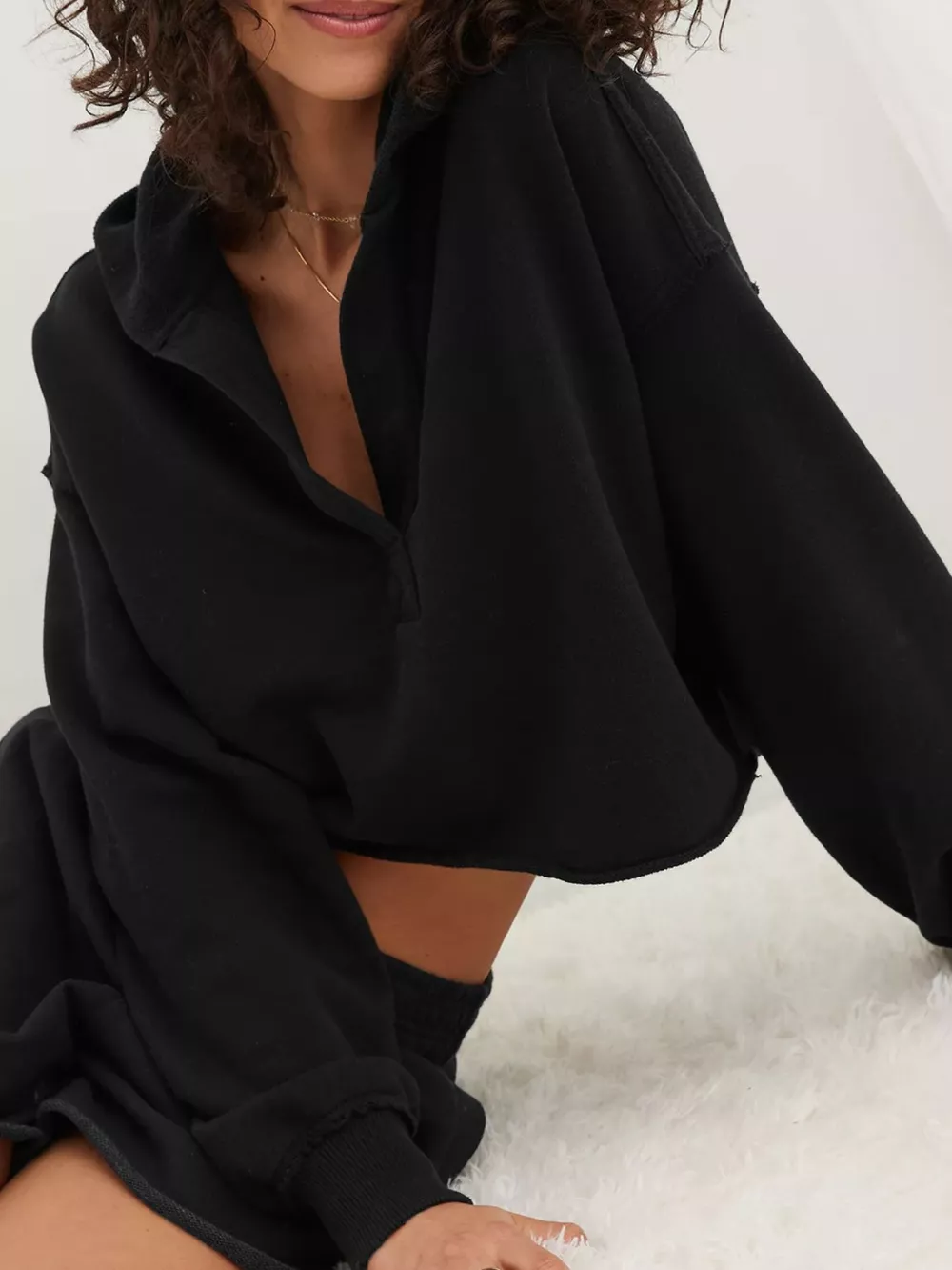 Exposed Seam Dropped Shoulder Hoodie, image 9
