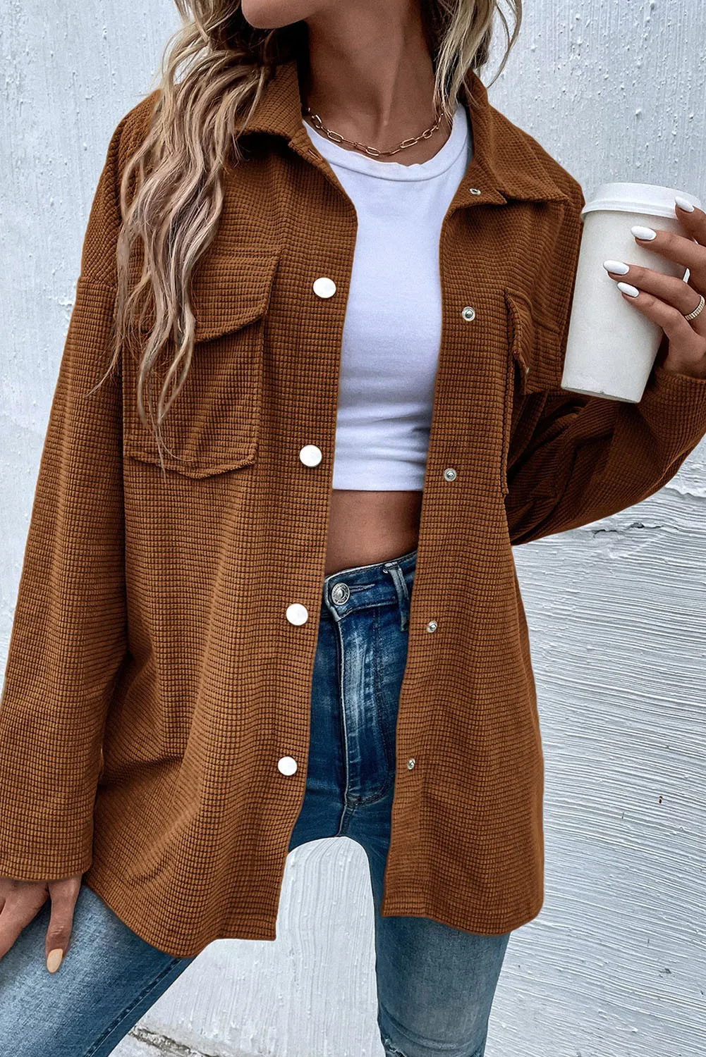 Pocketed Snap Down Long Sleeve Jacket, image 4