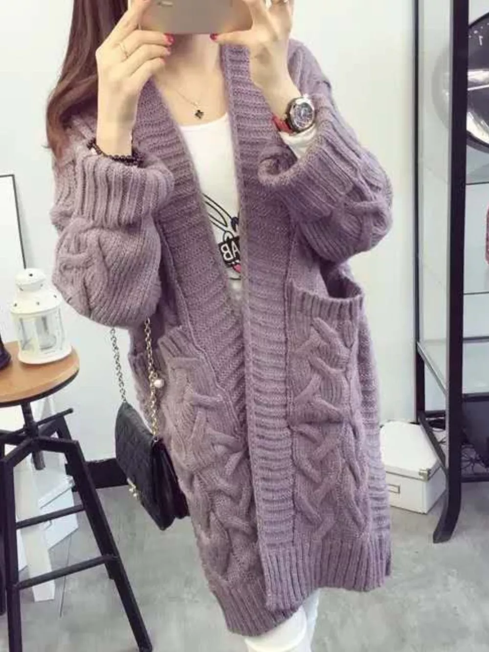 Chunky Knit Open Front Cardigan, image 10