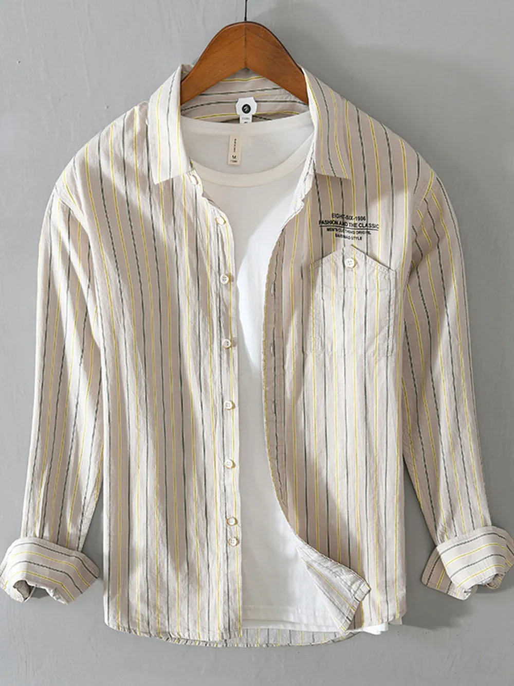 Men's Plus Size Classic Striped Button-Down Shirt