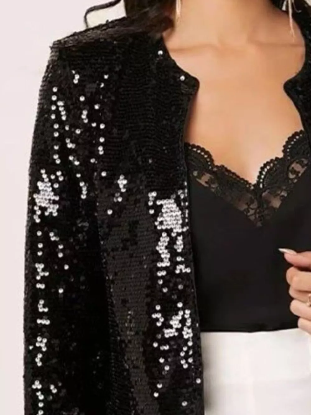 Full Size Sequin Long Sleeve Jacket Plus Size, image 9