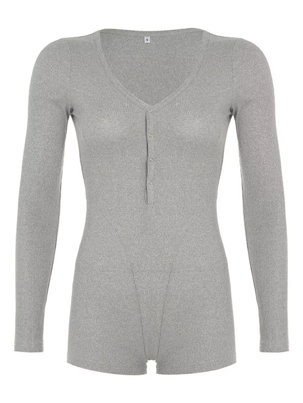 Deep V-Neck Long Sleeve Romper, image 4