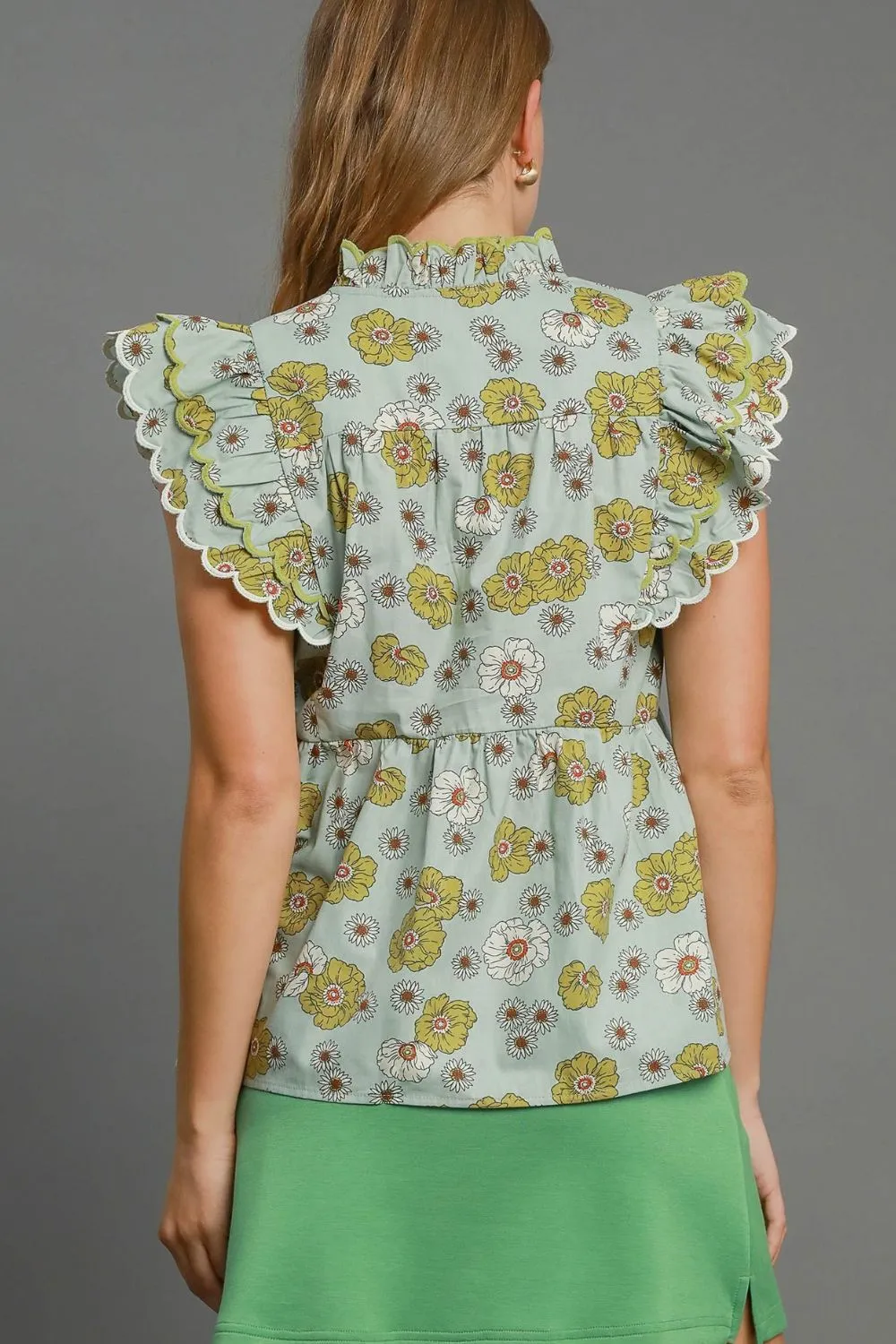 Full Size Floral Print Peplum Top Plus Size, image 2