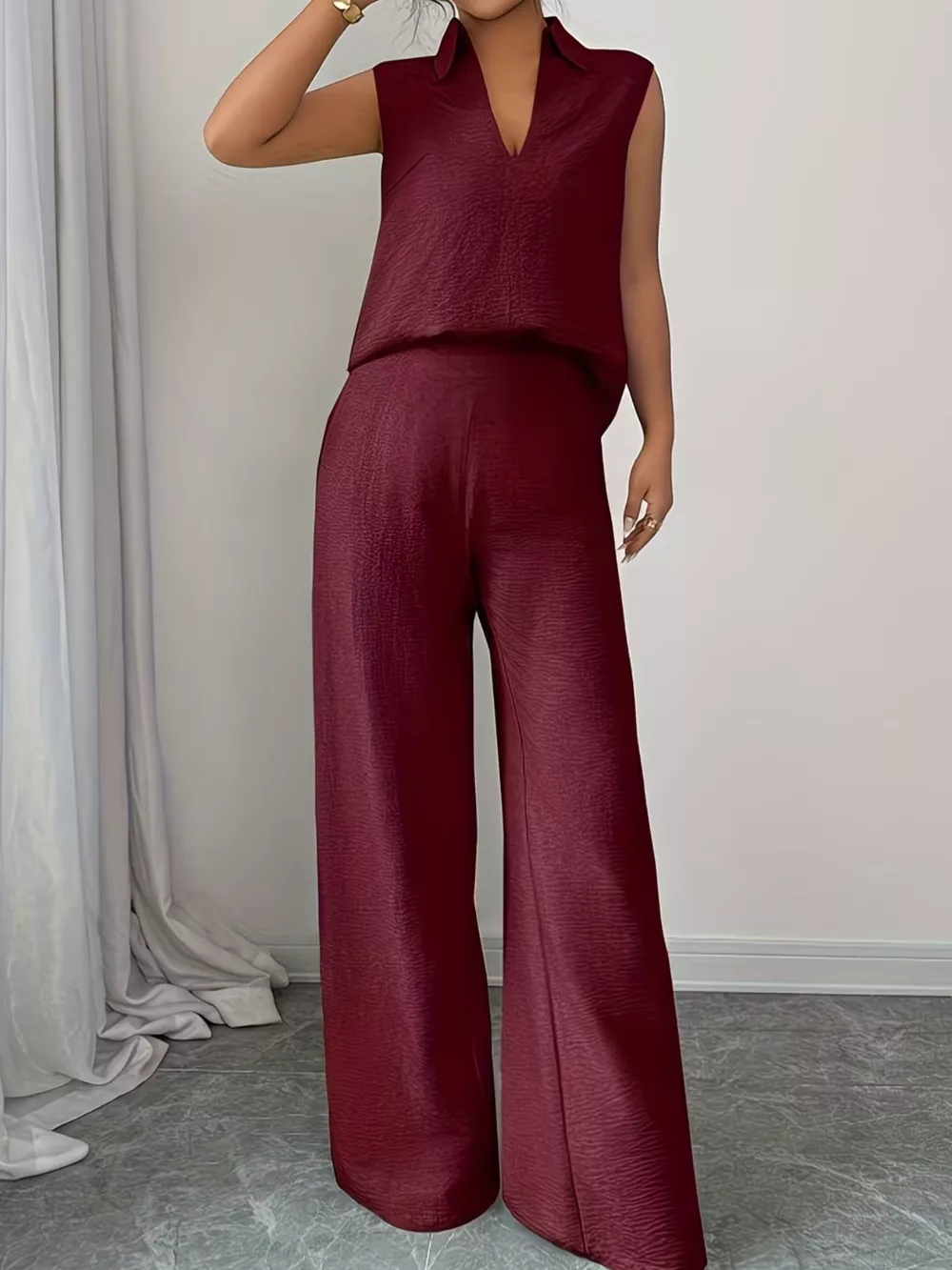 Sleeveless Top and Wide Leg Pants Set, image 8