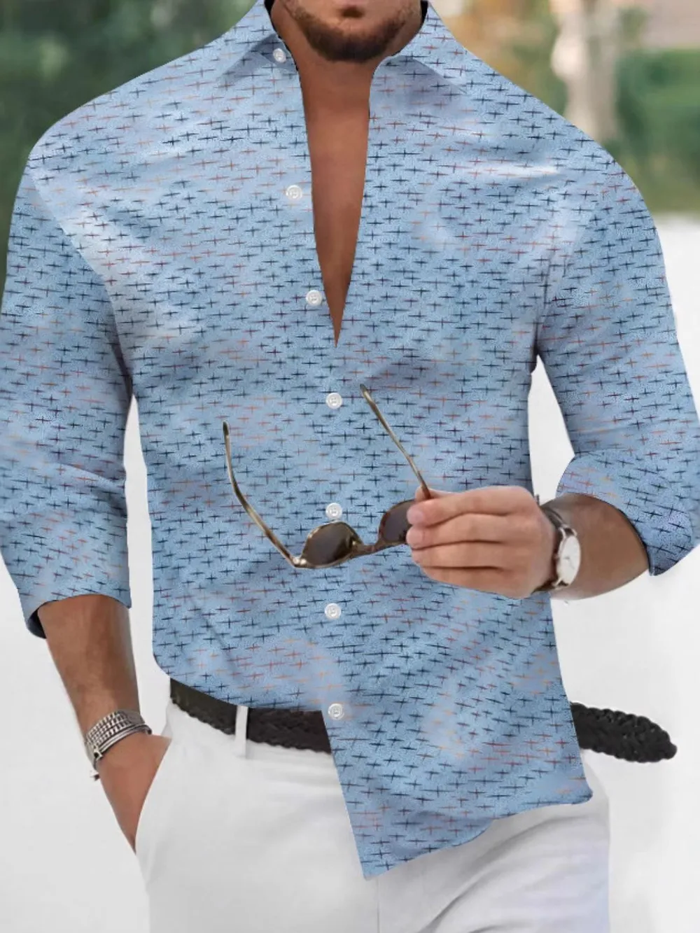 Men's Full Size Collared Neck Long Sleeve Shirt Plus Size, image 3