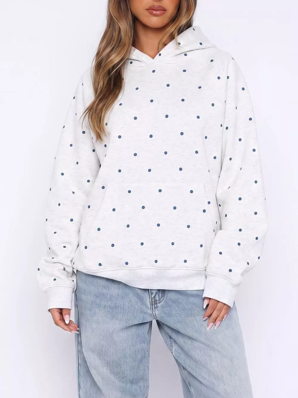Polka Dot Raglan Sleeve Hoodie, image 12