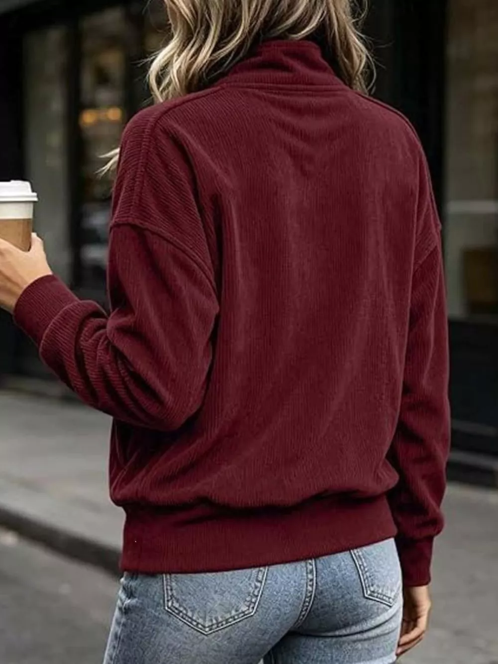 Full Size Quarter Snap Kangaroo Pocket Sweatshirt Plus Size, image 6