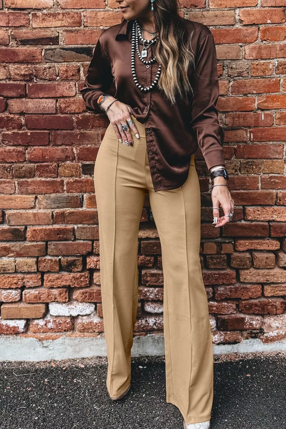 High Waist Full Length Regular Fit Pants, image 6