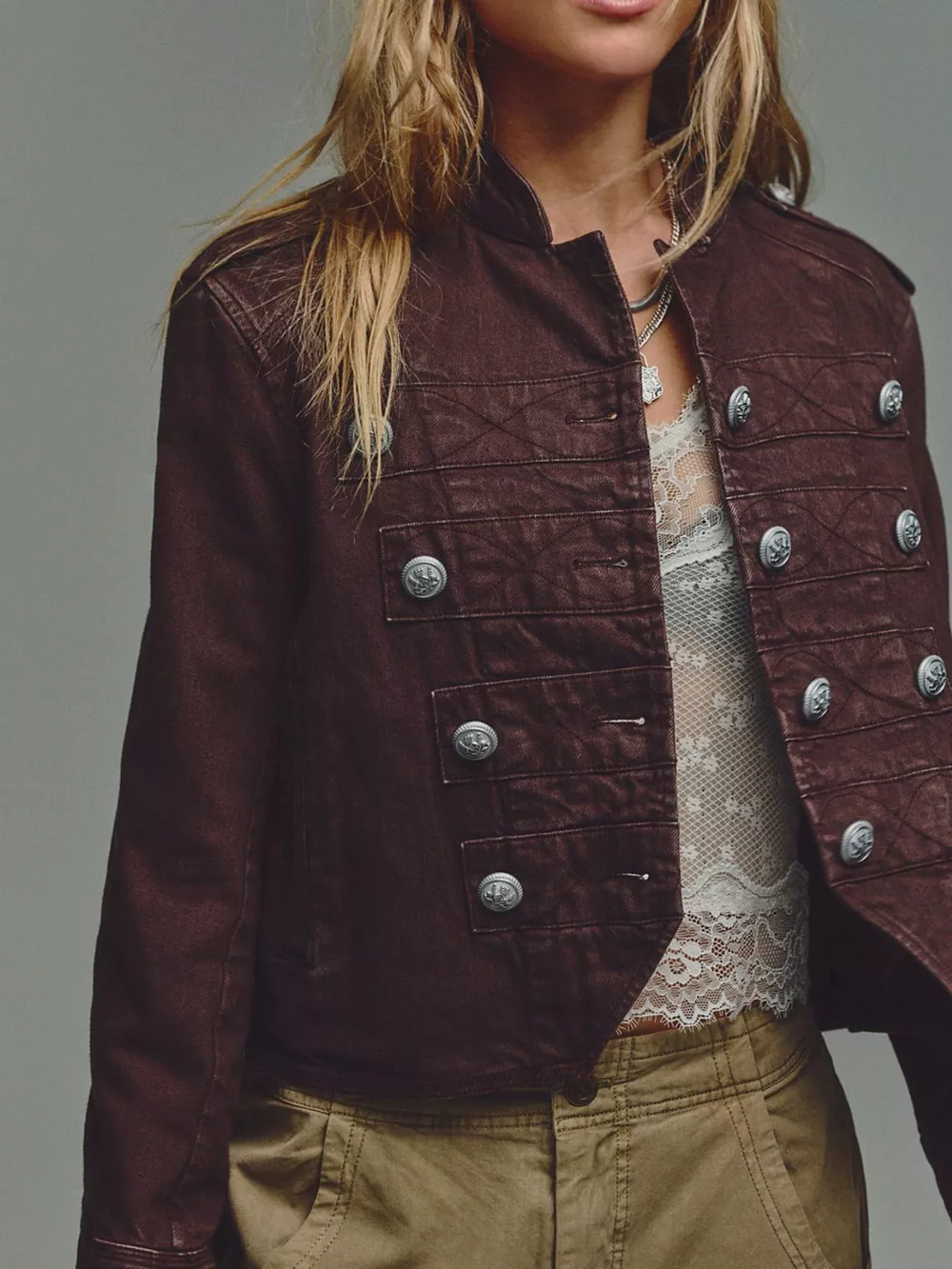 Decorative Button Cropped Jacket, image 6