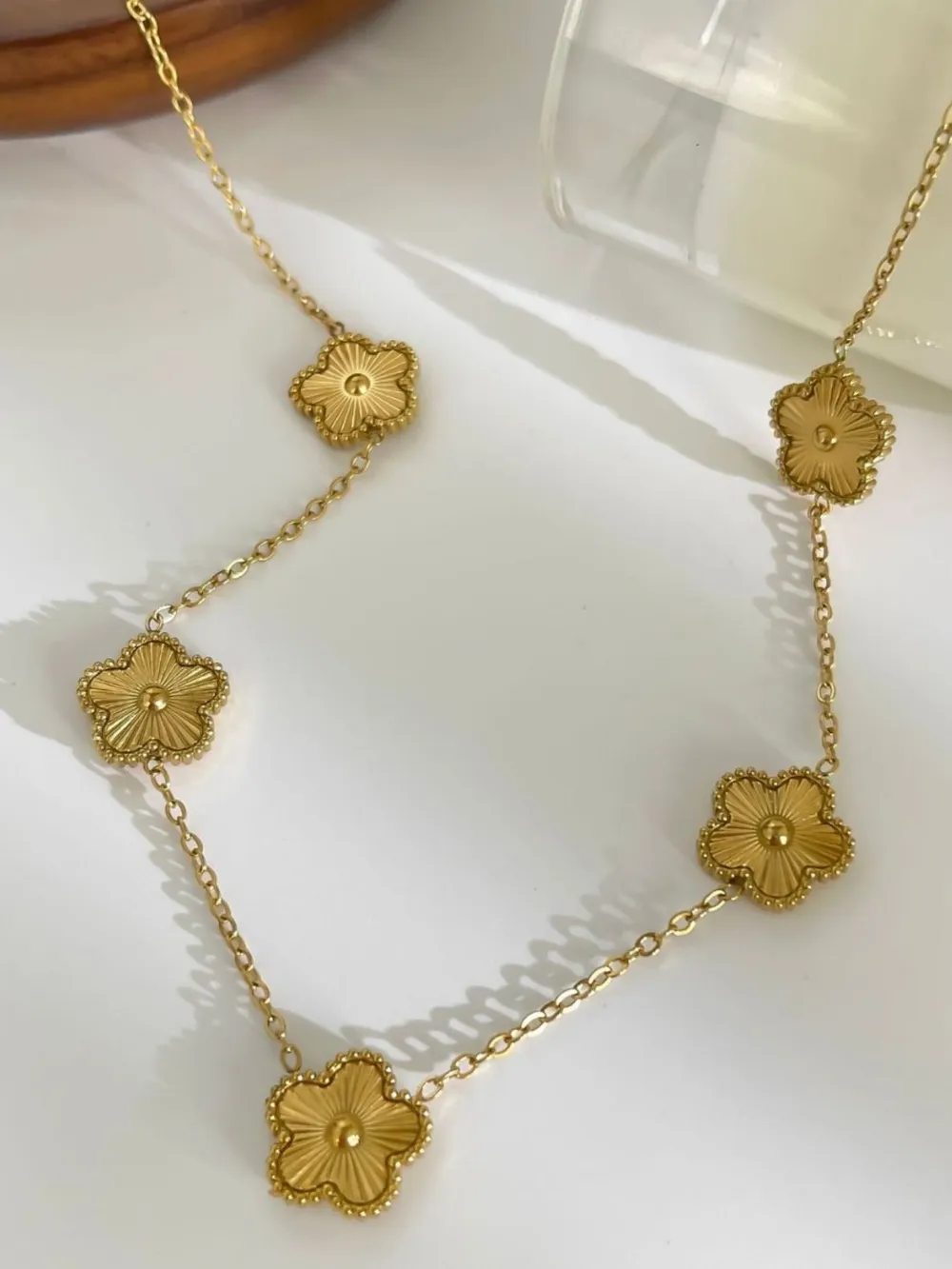 18K Gold-Plated Flower Chain Necklace, image 4