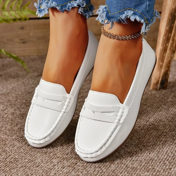 PU Leather Round Toe Flat Slip-Ons, image 6