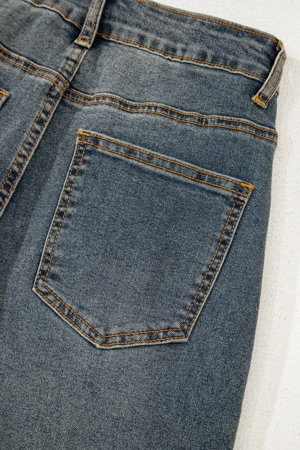 Exposed Stitching Loose Straight High Waist Jeans, image 6