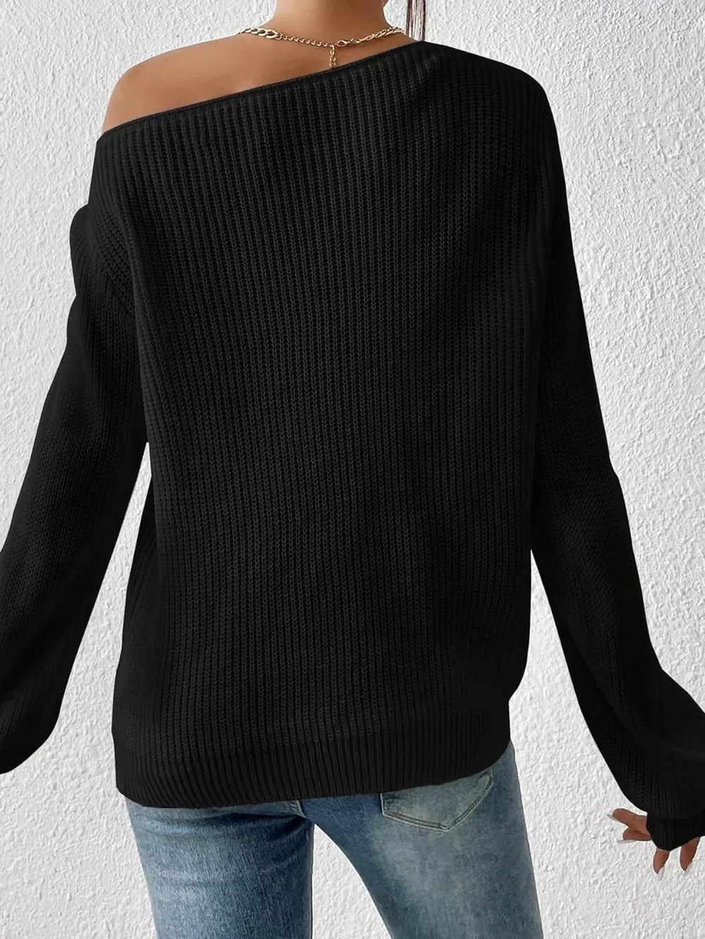 Single Shoulder Knit Sweater, image 4