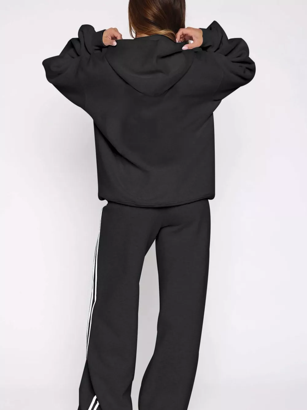 Zip Up Hoodie and Striped Pants Set, image 6