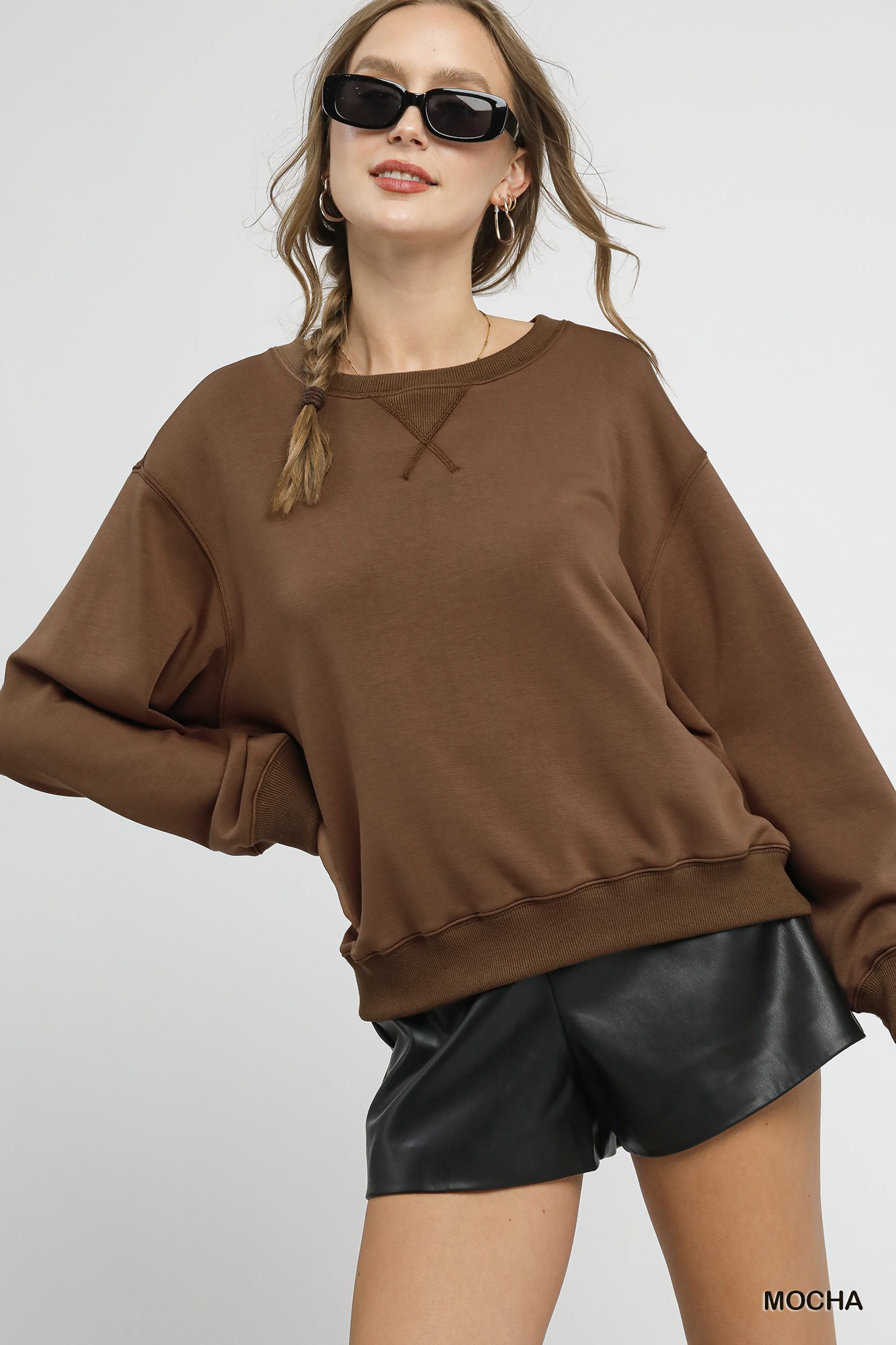 Round Neck Long Sleeve Fleece Sweatshirt, image 2