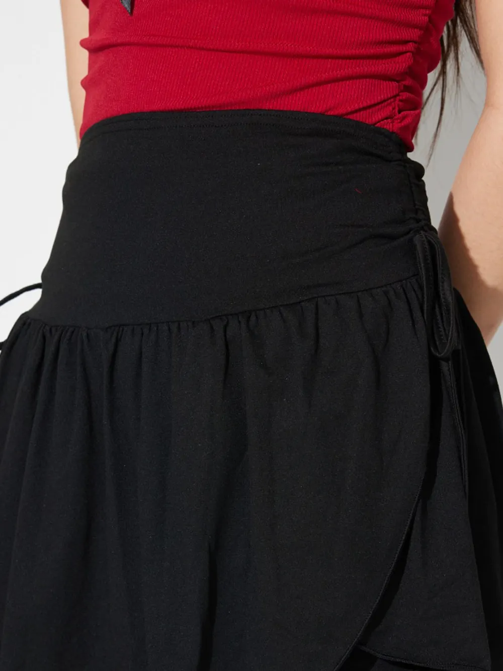 Side Tie Asymmetric Hem Mini Skirt, image 5